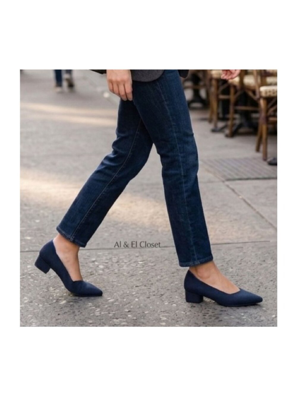 Rothy’s The High Point Navy Herringbone Knit Women’s Heels Size 11.5 Insole - Picture 2 of 9